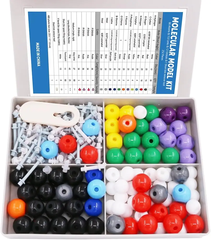 

240-Piece Organic Chemistry Molecular Model Kit for Students & Teachers, Includes Atoms, Bonds & Remover Tool