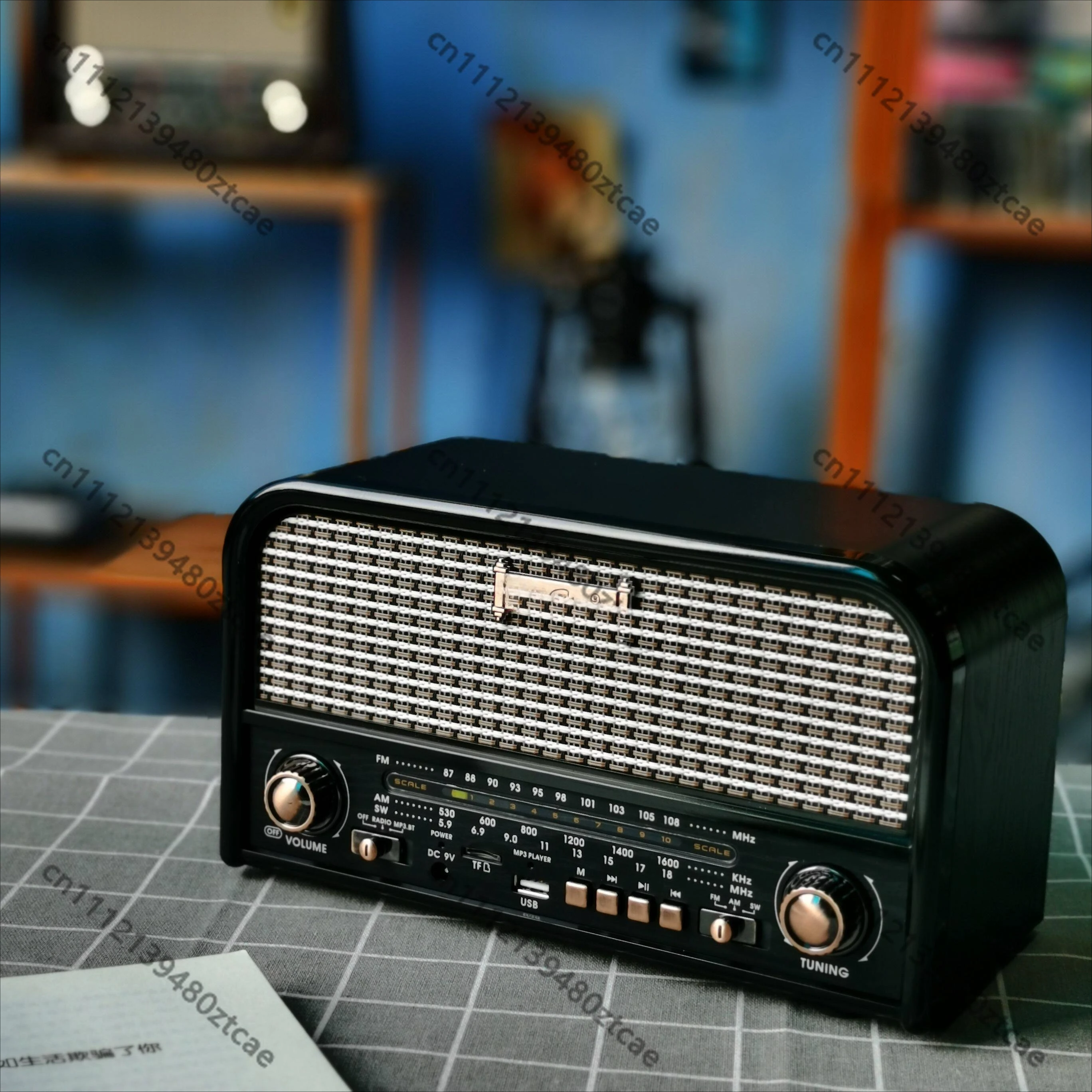 Retro Desktop Stereo FM AM SW Radio Rechargeable Bluetooth Card Audio Speaker