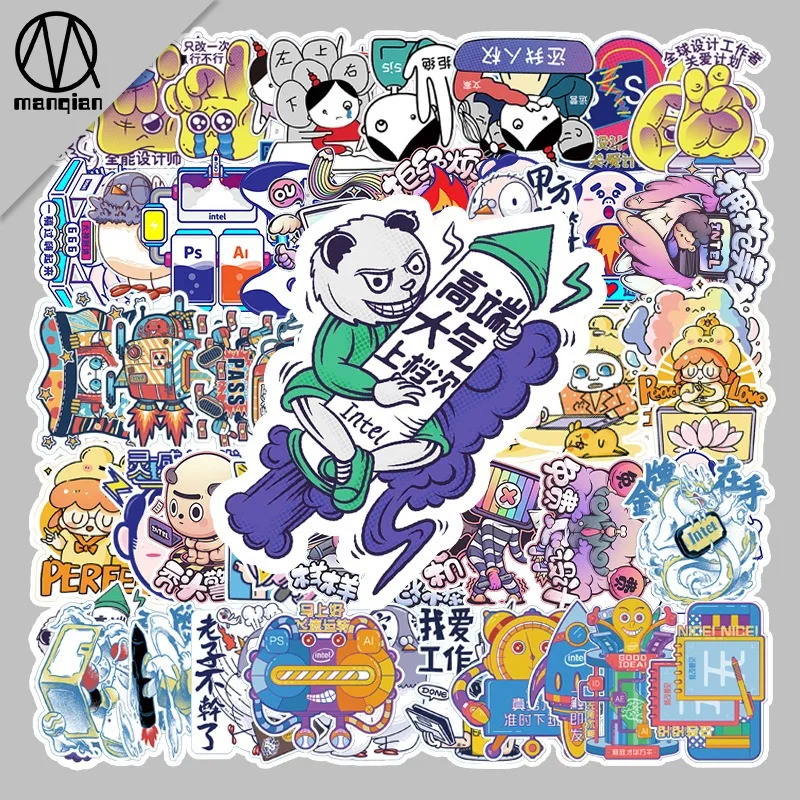 53 Stück Cartoon-Persönlichkeit, niedliche kreative Doodle-dekorative Aufkleber