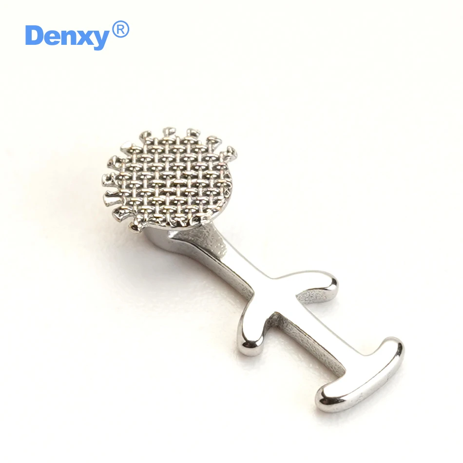 DENXY 10 Stück kieferorthopädische lingualen Knöpfe mit Arm, Dental-Mesh-Basis, linguale Aufsätze, mehrfach haftbare, krimpbare Haken – Detail 2