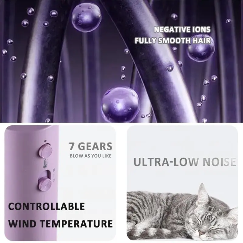 AT14 EU Plug Dog Hair Dryer High Power Negative Pet Grooming Hair Dryer Silent Hair Brush Quick Dry Neck Hanging Portable