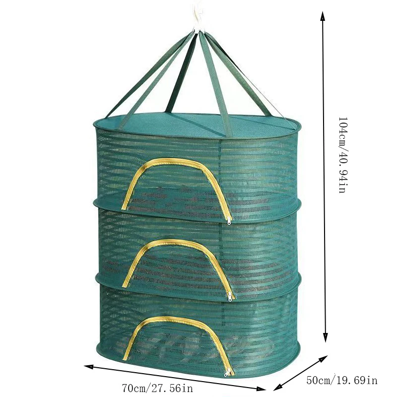 70*50cm Foldable Drying Fishing Vegetable Fish Net Hanging Drying Rack Net 1-3 Layer Clothing Drying Storage Rack Drying Net