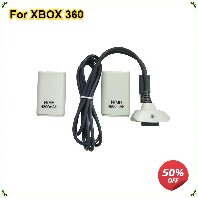 

USB Charging Cable + 2PCS 4800mah Rechargeable Ni-MH Battery Pack for XBOX 360 xbox360 Wireless Gamepad Controller Batteries