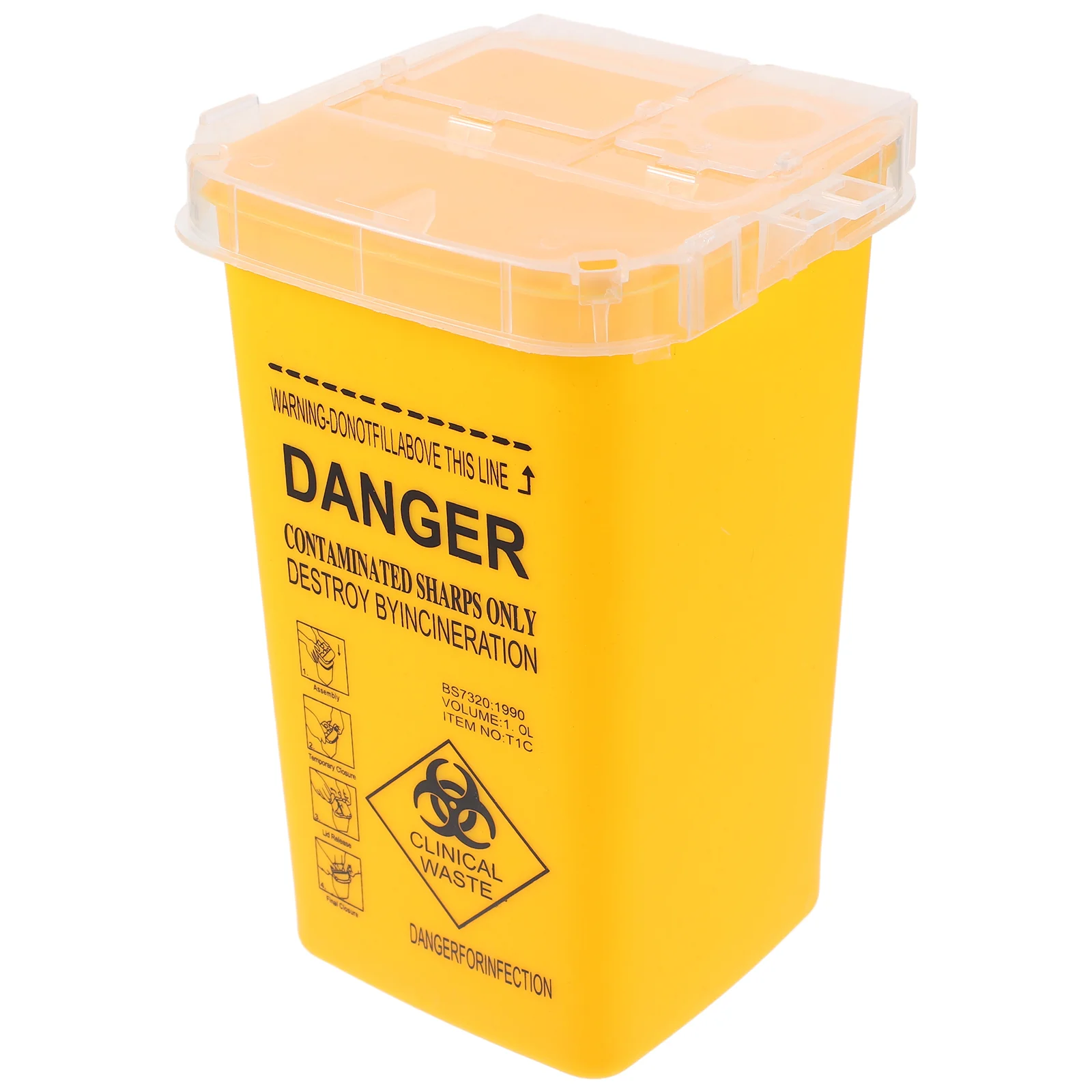 1pc Disposal Needle Tip Box Gathering Barrel Sharps Garbage Bucket Container Supplies (Yellow)