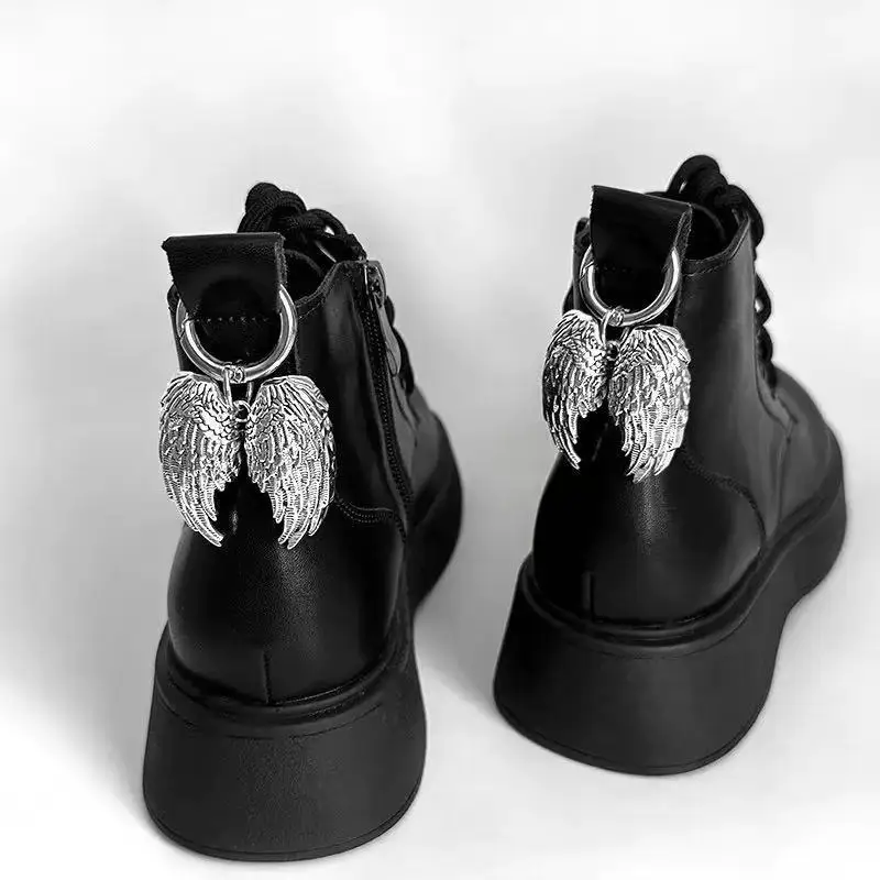 Punk Metal Angel Wing Boot Charms, Detachable Shoe Ornaments,Cool Gothic Vintage Alloy Shoe Accessories for Martin Boots Gife