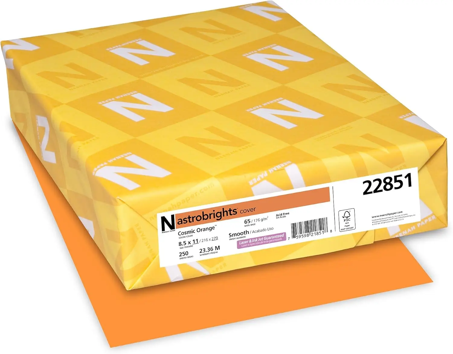 

65 lb Premium Color Card Stock, 8.5x11 Inches, 250 Sheets, Cosmic Orange