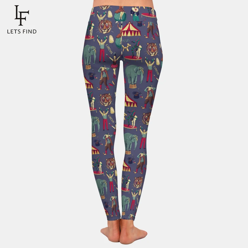 LETSFIND-Leggings con estampado de circo 3d para mujer, pantalones elásticos informales, de cintura alta, a la moda