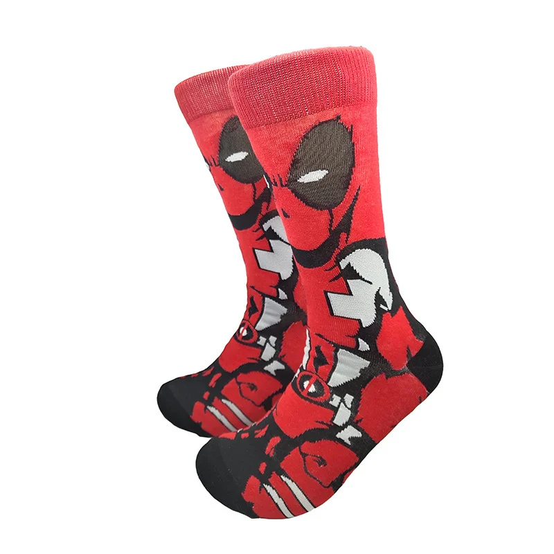 Männer Spider Man Mid Calf Socken Cartoon Iron Man Deadpool Hulk Captain America Muster Atmungsaktive Bequeme Socken für Erwachsene Geschenk