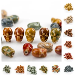 16# 20pcs Skull Shaped Ceramic Beads Bracelet Accessories DIY Materials For Jewelry Make #A418C