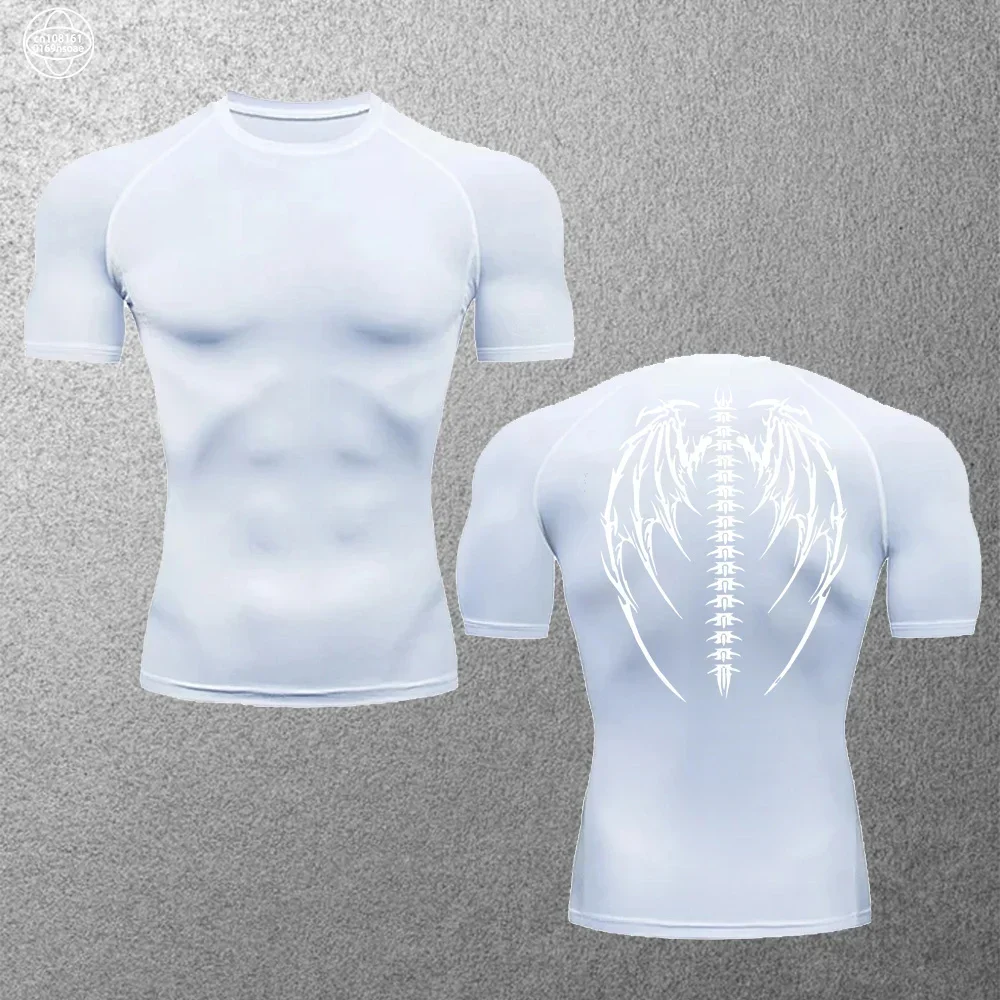 Zomerfitness Heren Sneldrogende Top Dunne Hardloopt-Shirt Gym Jogging Training Ademende Compressie S-3XL Met Korte Mouwen