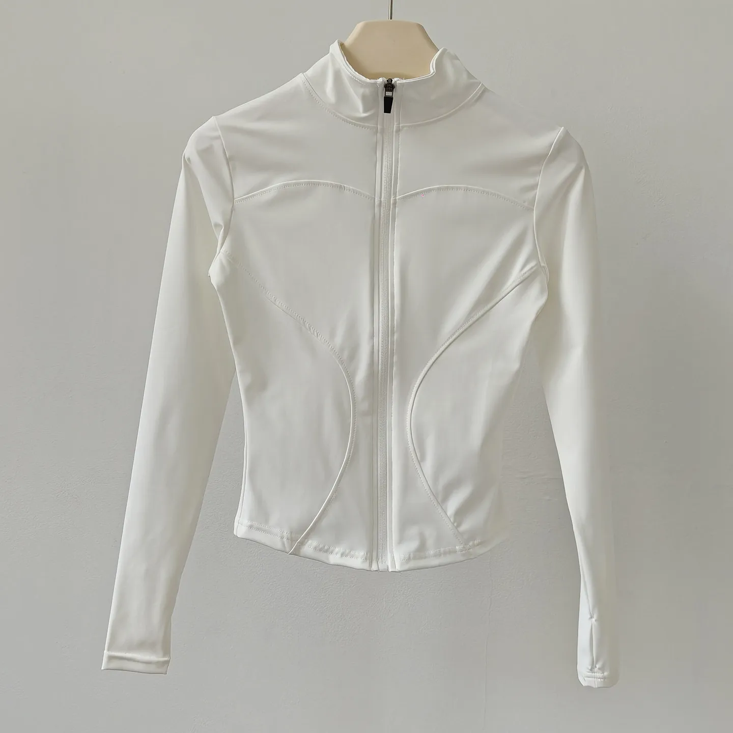 Yoga-Jacke für Damen, eng anliegend, schnelltrocknend, Sport-Slim-Fit, Fitness-Gym-Mantel, T-Shirts, langärmelige Oberteile, Trainingskleidung – Detail 9