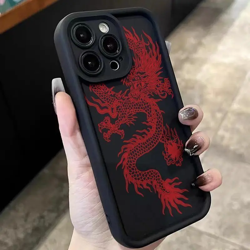 Hot Cool Ancient Oriental Dragon Phone Case For iPhone 15 Pro 14 13 12 11 Pro Max Soft Silicone Back Cover Anti Drop Capa Y2k