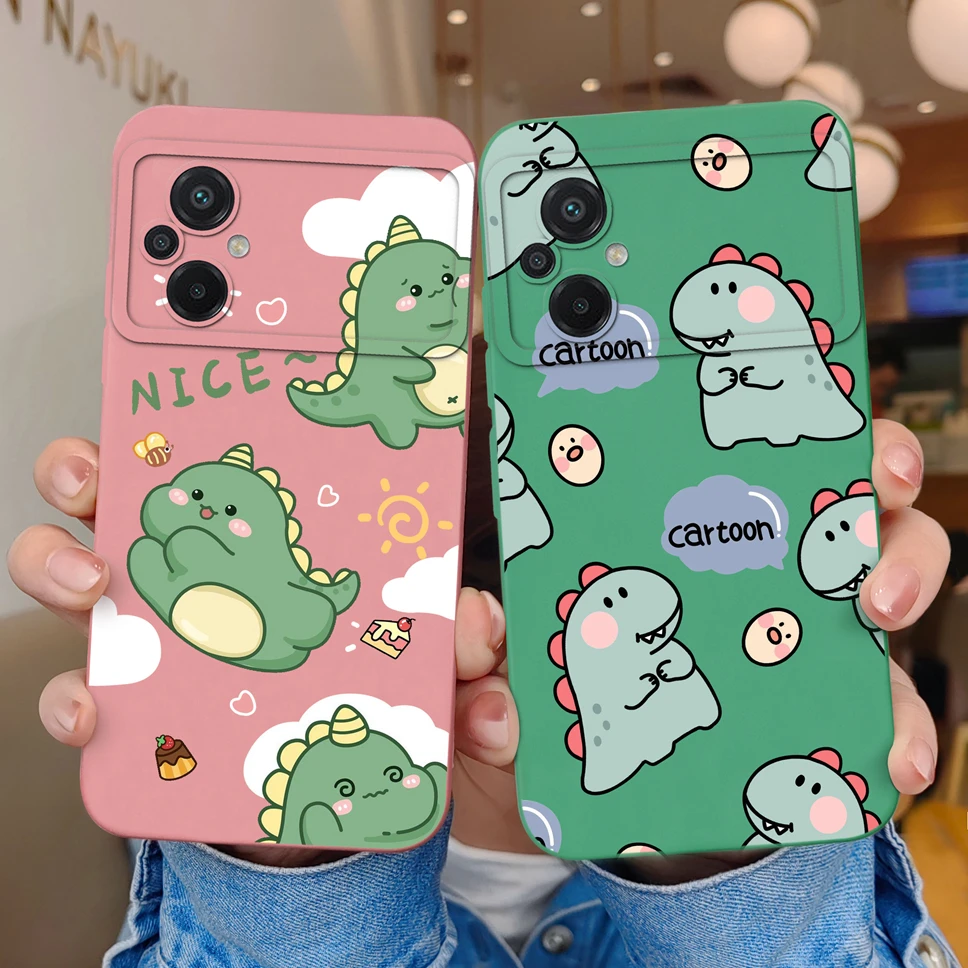 Phone Case For Xiaomi Poco M5 Camera Protection Soft Silicone Cover Cute Dinosaur Cases For Xiaomi PocoM5 Funda Capa 6.58 inches
