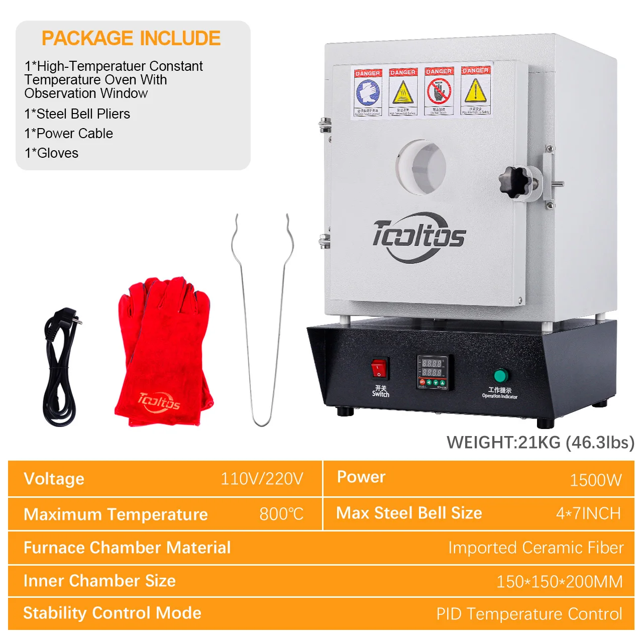 1150 ℃ فرن حرق المجوهرات الحراري: نوع النافذة مع تحكم ذكي لقالب الجبس وإطلاق الشمع وصب المعادن #3