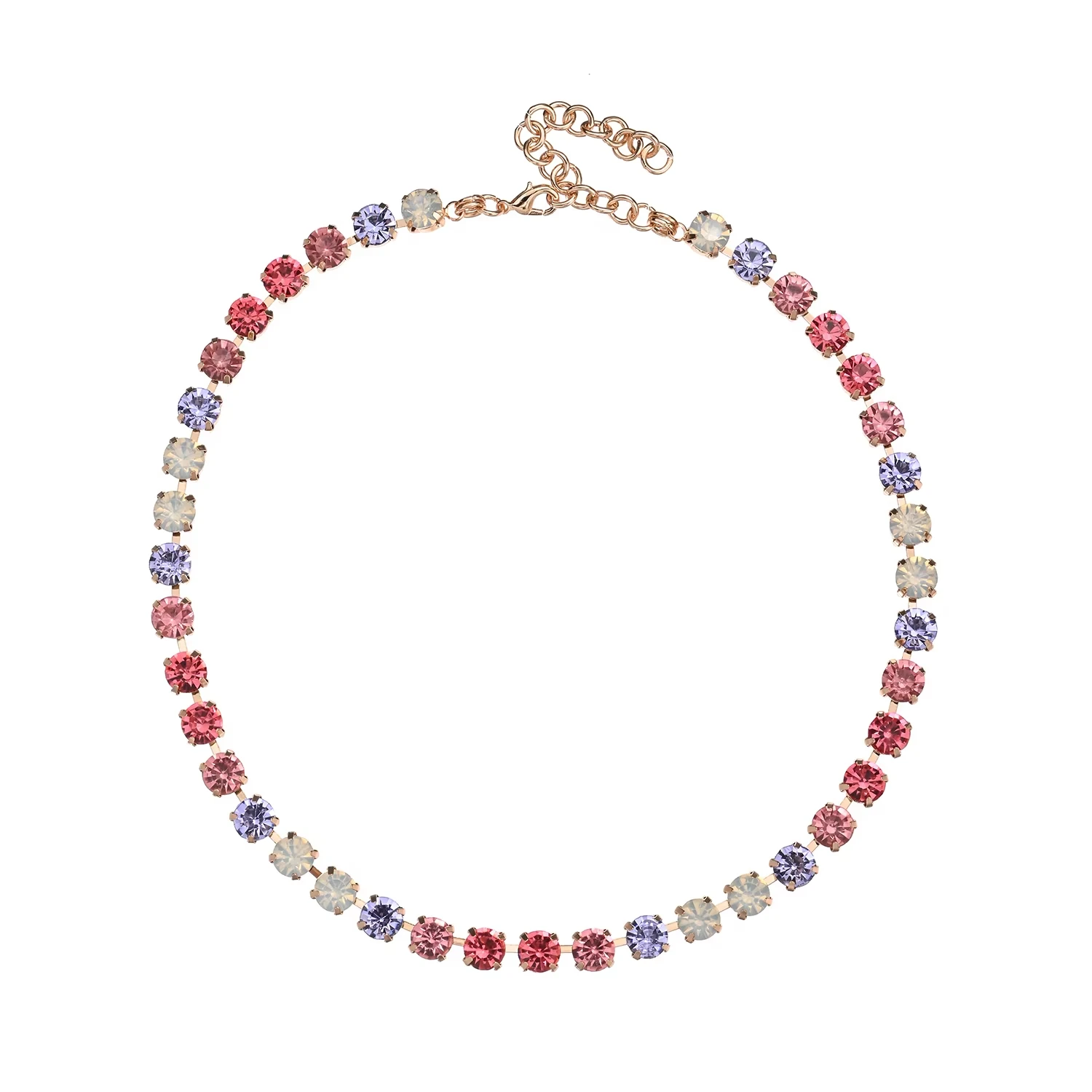 BEUTIFOR Strassperlen, bunte Kristall-Halskette für Damen, handgefertigt, Krallenfassung, Zirkonia-Halsband, Zubehör – Detail 10