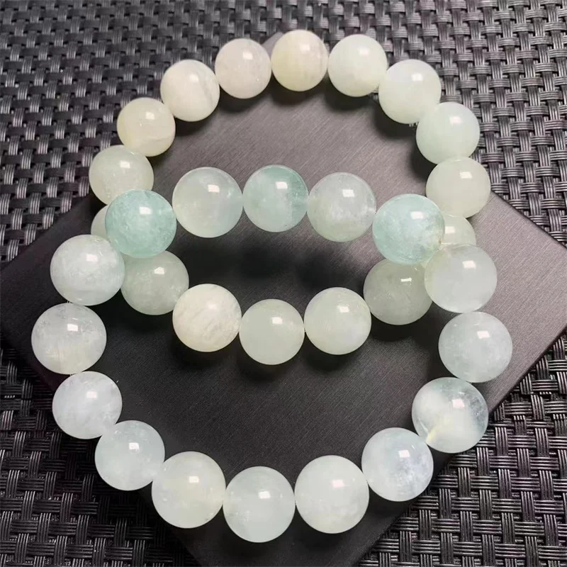 14MM Natural Green Aquamarine Bracelet Fashion Energy Stone Reiki Healing Crystal Strand Fengshui Gift 1PCS