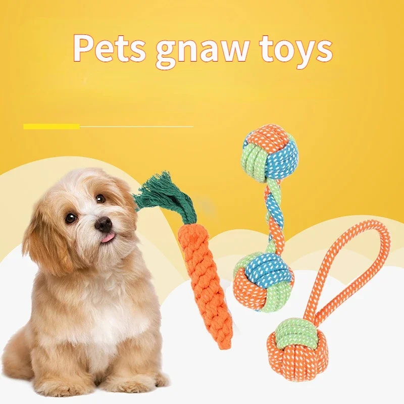 

1PC Dog Toy Carrot Knot Rope Ball Cotton Rope Dumbbell Puppy Cleaning Teeth Chew Toy Durable Braided Bite Resistant Pet Supplies