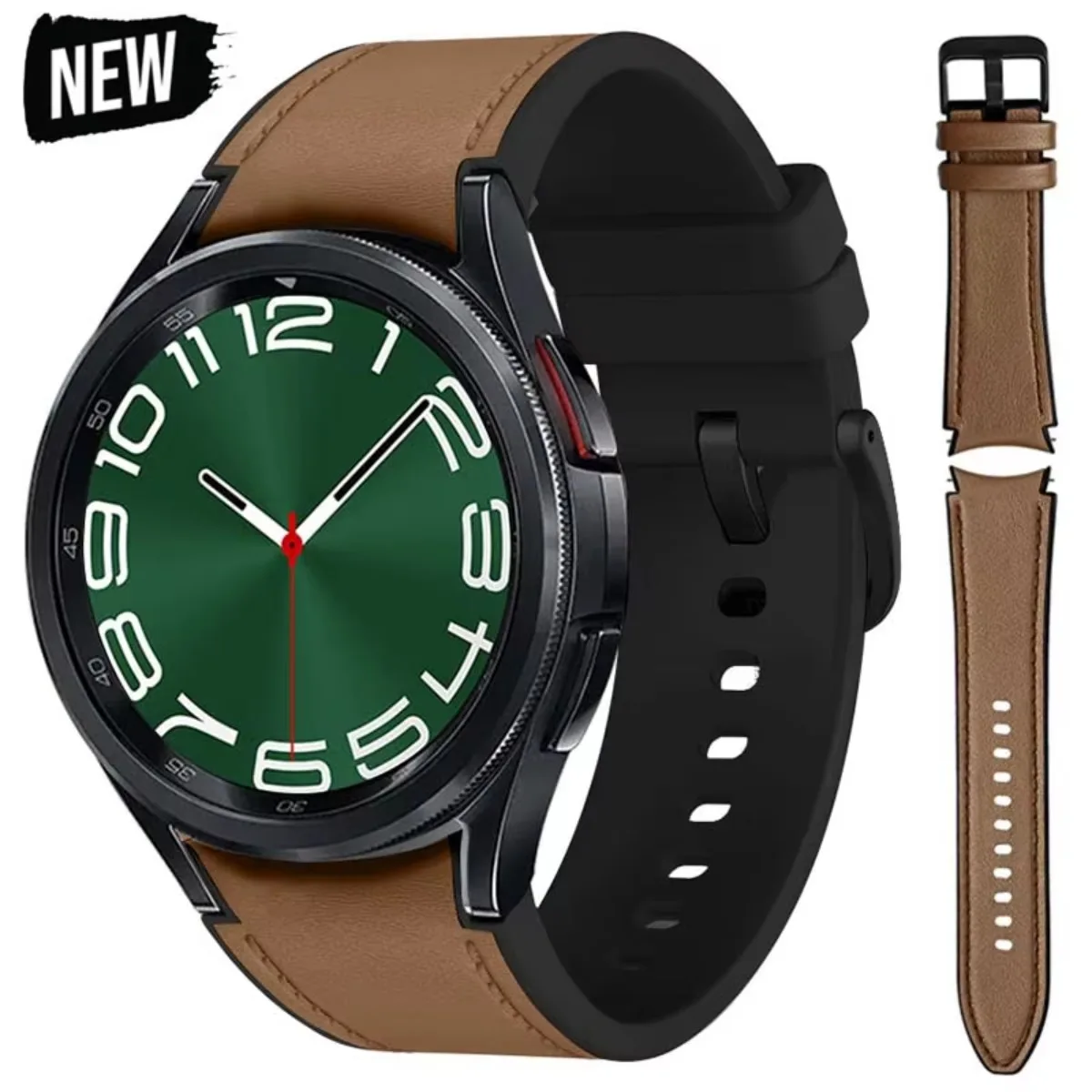 Leather+Silicone Strap for Samsung Watch 7/6/5/4 40 44mm 4/6 Classic 42 43 46 47mm Leather Grain Band for Galaxy Watch 5pro 45mm