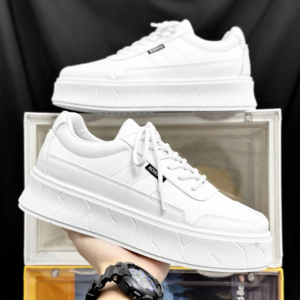 

Men's Sneakers Casual Sports Shoes for Men Lightweight PU Leather Breathable Shoe Mens Flat White Tenis Shoes Zapatillas Hombre