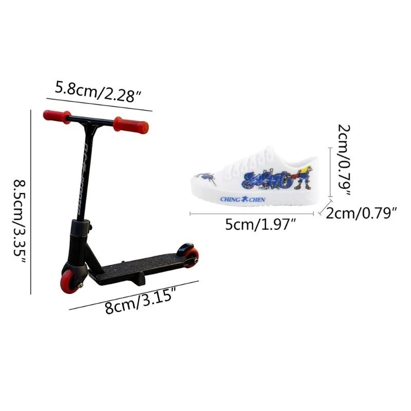 Ensemble jouets Scooter à doigts en alliage, Mini planches à roulettes avec pantalons, chaussures, accessoire d'outils