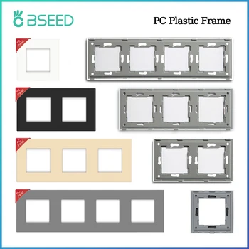 ​ BSEED-Panel de plástico estándar de la UE, marco de enchufe de pared, marco de PC con placa de Metal 86/157/228/299mm, blanco, negro, dorado y gris