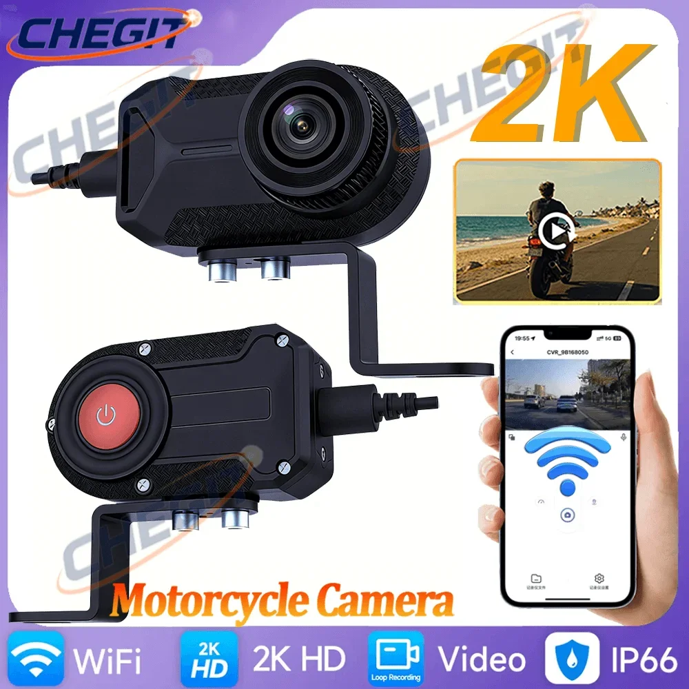 

2026 Новый 2K HD Wi-Fi мотоциклетный видеорегистратор водонепроницаемый IP66 циклическая запись 170 градусов широкоугольная камера HD видеорегистратор видеорегистратор