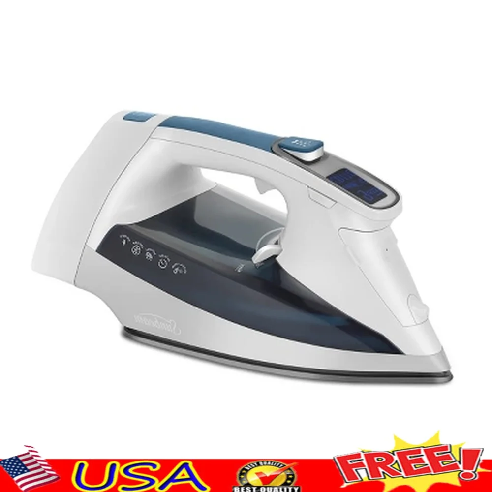 مكواة بخار رقمية 1700 وات مع سلك قابل للسحب وإيقاف تلقائي للتنظيف الذاتي ومضادة للتكلس ومضادة للتنقيط 11 إعدادات لدرجة الحرارة من السيراميك