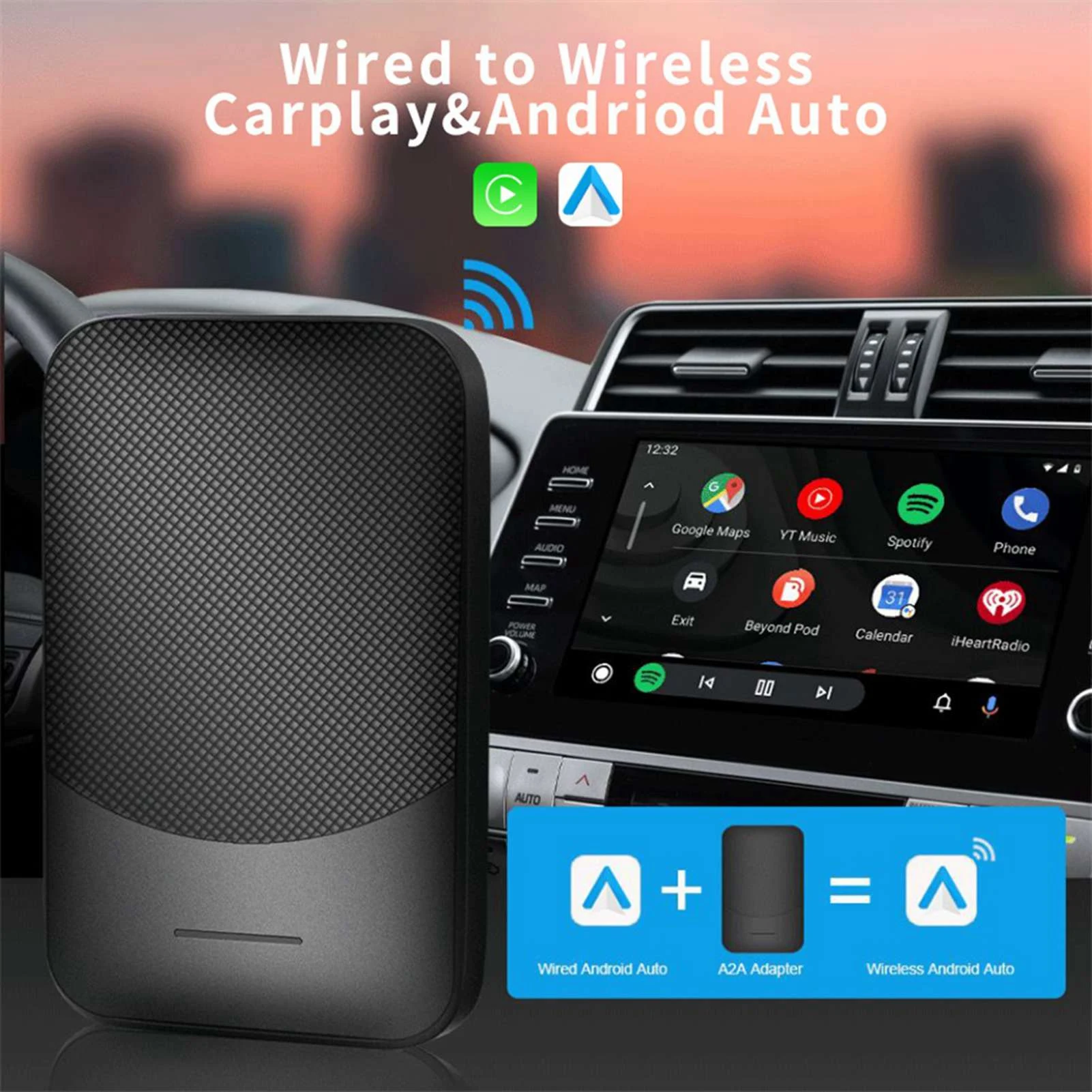 

Car Wired To Wireless Carplay Adapter Dual Band Quick And Stable Data Transmission Speed Universal Automobile Accessories