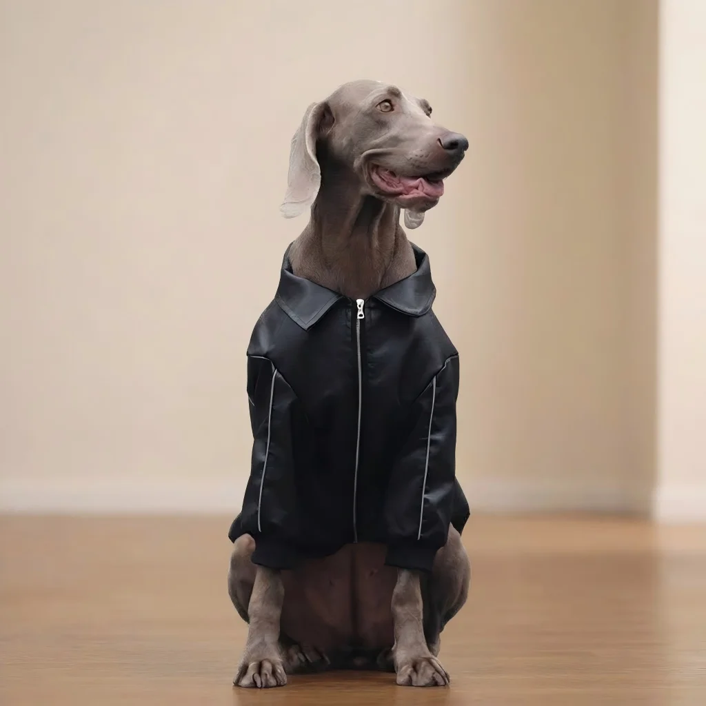 الشتاء سميكة يندبروف الكلب سترة جلدية سوداء الكلب معطف الشتاء لسلالات متوسطة كبيرة لابرادور الذهبي المسترد سامويد #5