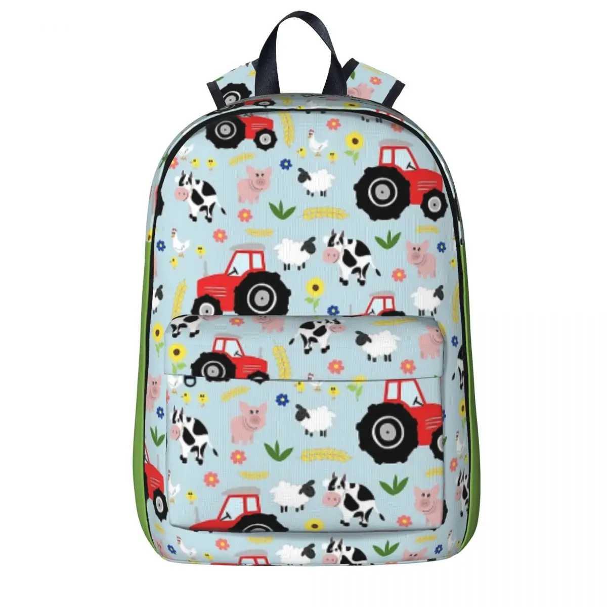 Cute Kids Red Tractor Farm Animal Pattern Backpacks Student Book bag Shoulder Bag Travel Rucksack Waterproof Children School Bag