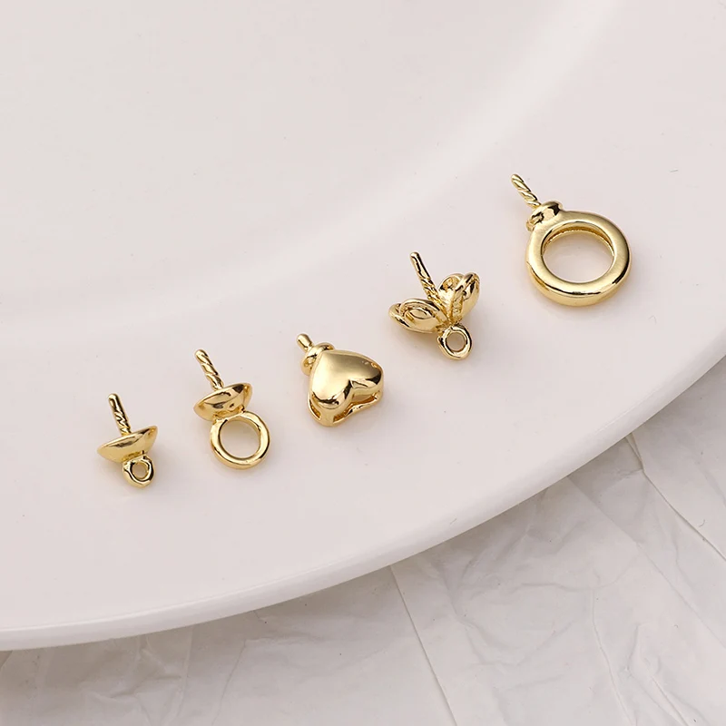 

1PC Copper Plated 14K Gold-Plated Multi Style Pearl Hat Head For Jewelry Making Pendant DIY Products Handmade Brass Accessories