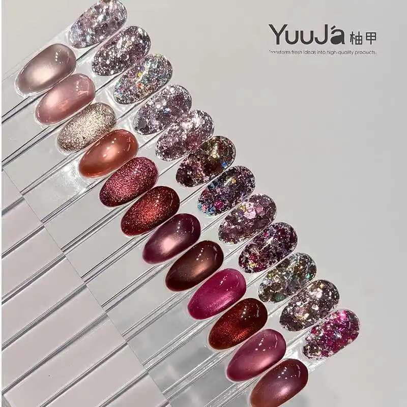 YUUJA 24 Colors Cat Eye Flash Nail Gel Set Long Lasting HEMA-Free TPO-Free Non-Toxic UV Gel for Nail Salon ODM/OEM Wholesale