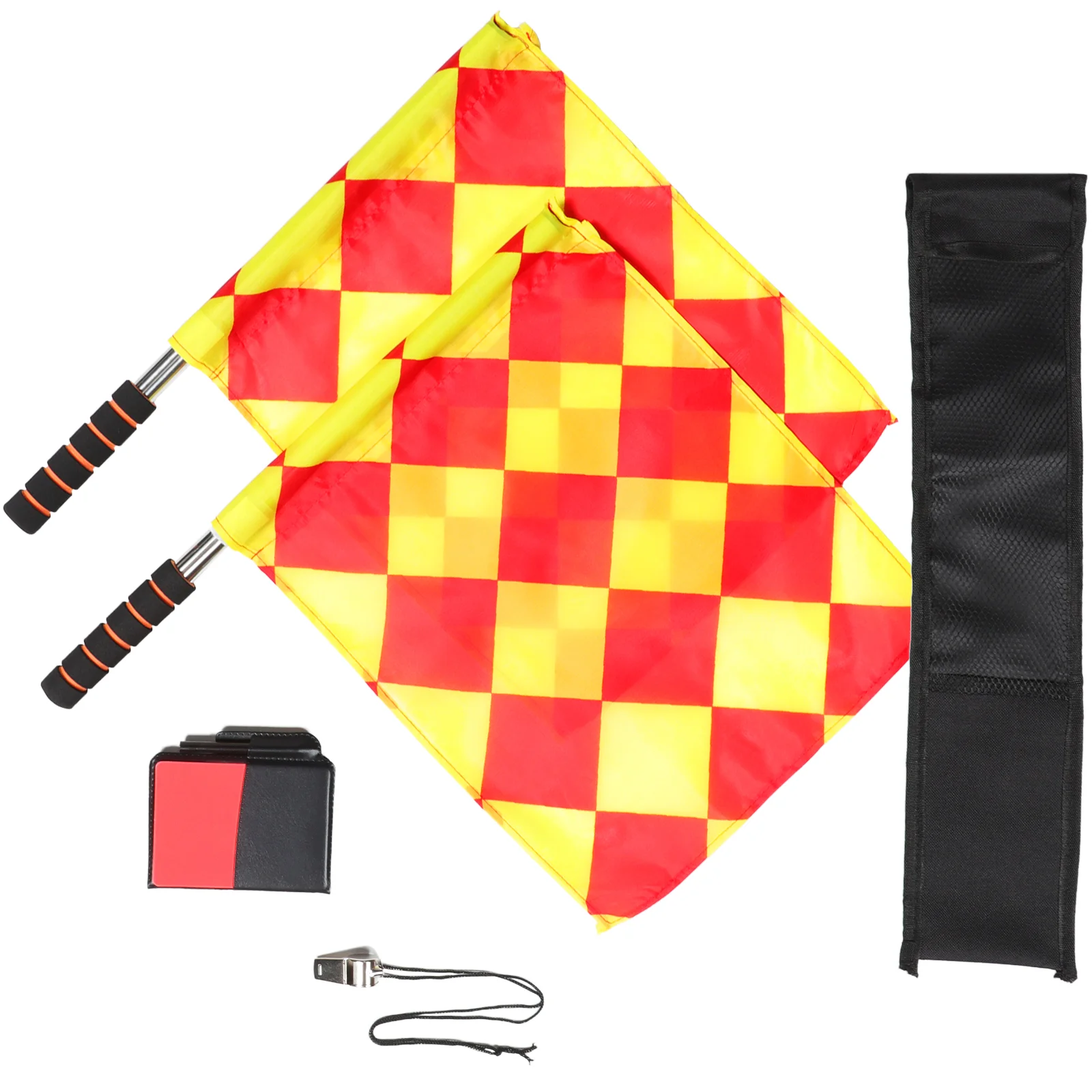 

Referee Flag Set Safety Flags for Soccer Metal Rods Vibrant Colors Lightweight Fabric Whistle Red Sports