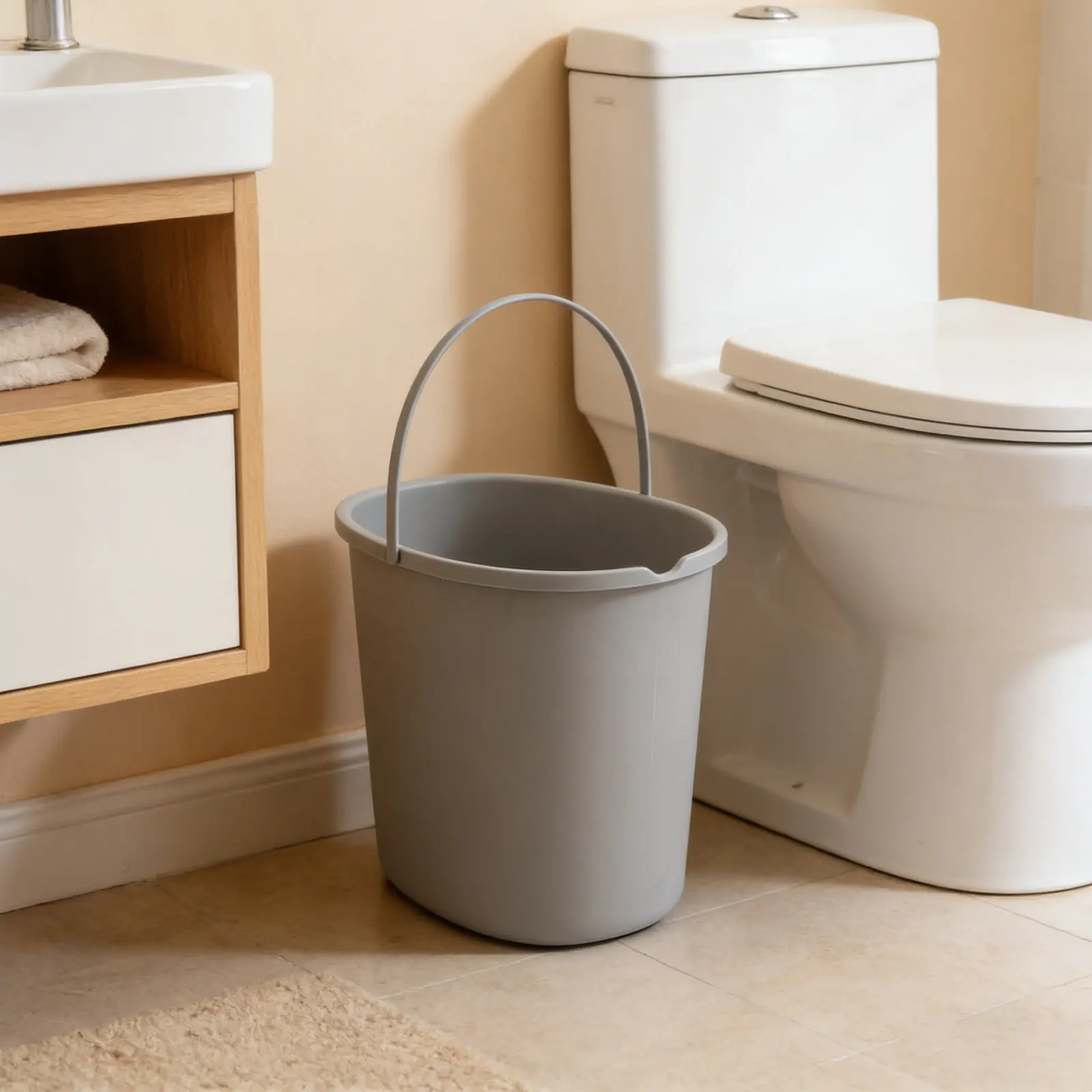 Splash-Proof Commode Chair Bucket with Comfort Handle Portable Bedside Toilet Pail for Elderly Pregnant Disabled Adults
