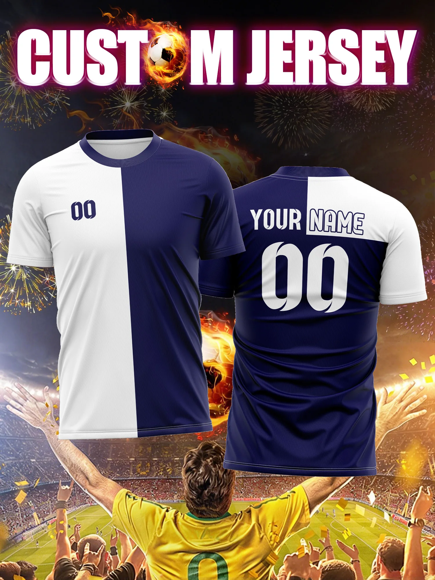 Camiseta de fútbol con nombre y número personalizados, camiseta deportiva holgada para hombre, ropa deportiva que absorbe la humedad para partidos en el estadio