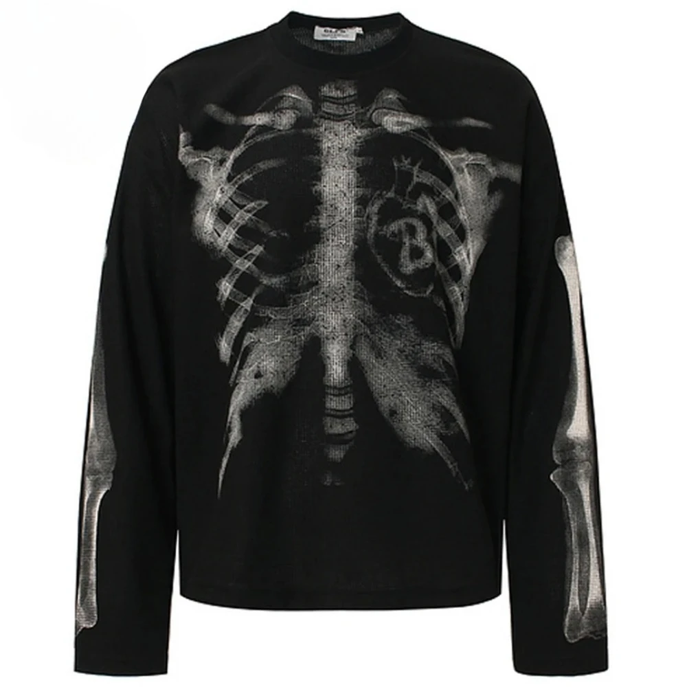 Image of Japanisches Retro-Totenkopfmuster 3D-Druck Atmungsaktives Schnelltrocknendes Herren-Langarmshirt Outdoor-Freizeitmode Eltern-Kind-Kleidung