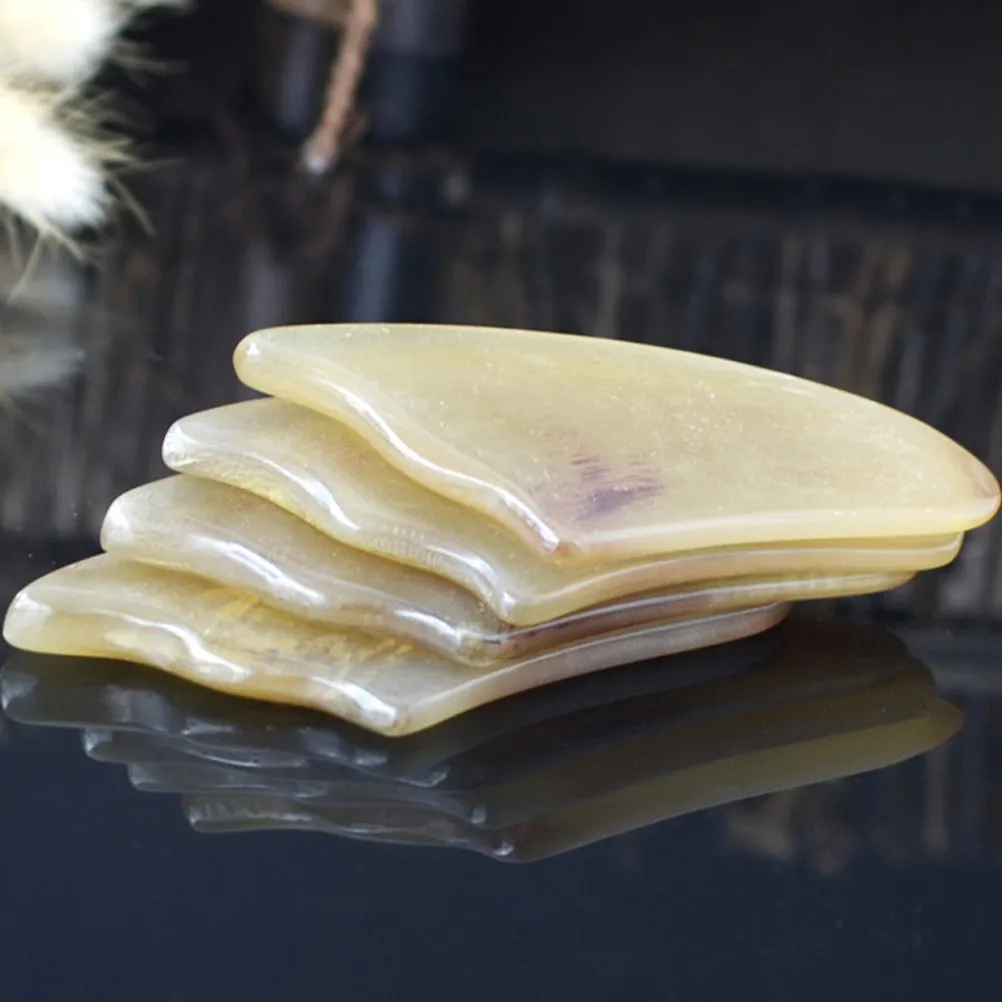 

Набор из 2 натуральных треугольных скребков для лица из овечьего рога, долговечный массажный инструмент для ухода за кожей лица, гладкий скребок