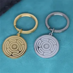 Hekate Wheel Stainless Steel Pendant Keychain Strophalos Hecate Goddess Magic Symbol Logo Charm Jewelry Men Women Amulet Gift