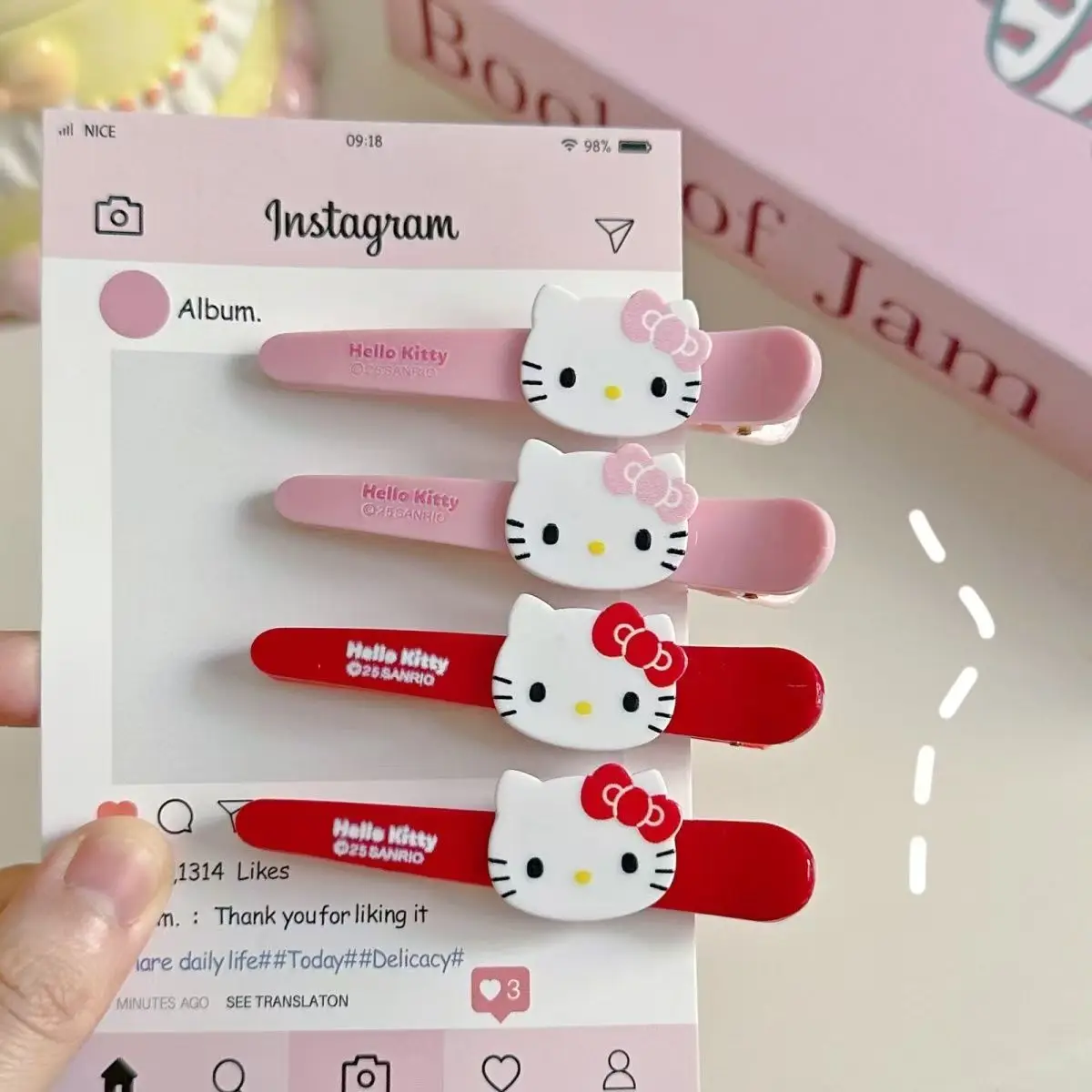 

Sanrio Hello Kitty Hairpin Duckbill Clamp Cartoon Kitty Cat Hairclip Cute Sweet Girl's Bangs Side Clip Hairpin Festival Gift