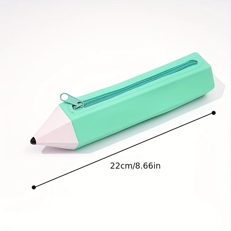 1-Piece Pencil-Shaped Pencil Case, Pencil Bag for Primary and Secondary School Students, Pencil-Shaped Zipper Bag, Stationery Box, Convenient to Carry, Soft and Easy to Clean, Essential Storage Pencil Case for School and Office