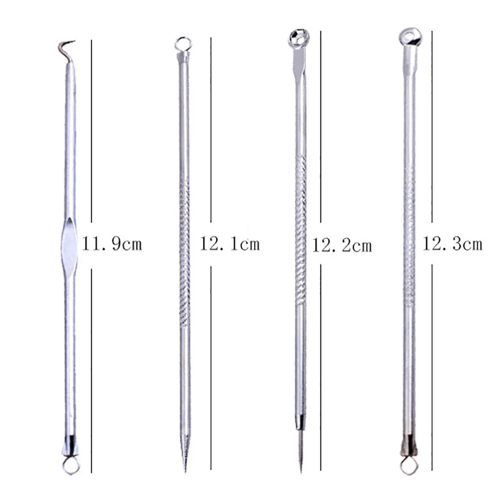 4Pcs Blackhead Acne Remover Set Beauty Skin Care Pore Cleaner Acne Needle Pimple Stainless Steel Pimple Needles Removal Tools