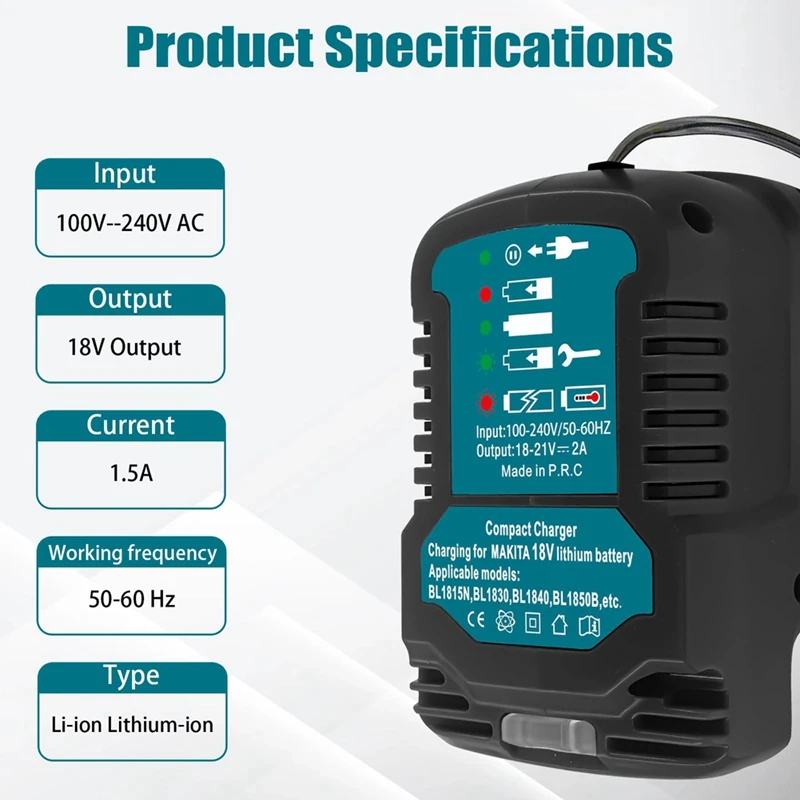 Replace For Makita 18V Mini Charger DC18RC Replace Charger For Makita Lithium Batteries BL1860 BL1450 BL1830