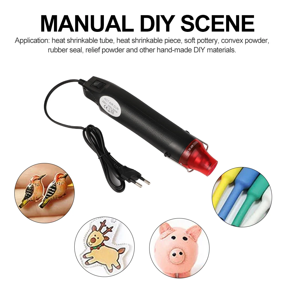 

300W Electrical Mini Heat Gun Handheld Hot Air Gun with 300PCS Heat Shrink Butt for DIY Craft Embossing Shrink Wrapping PVC