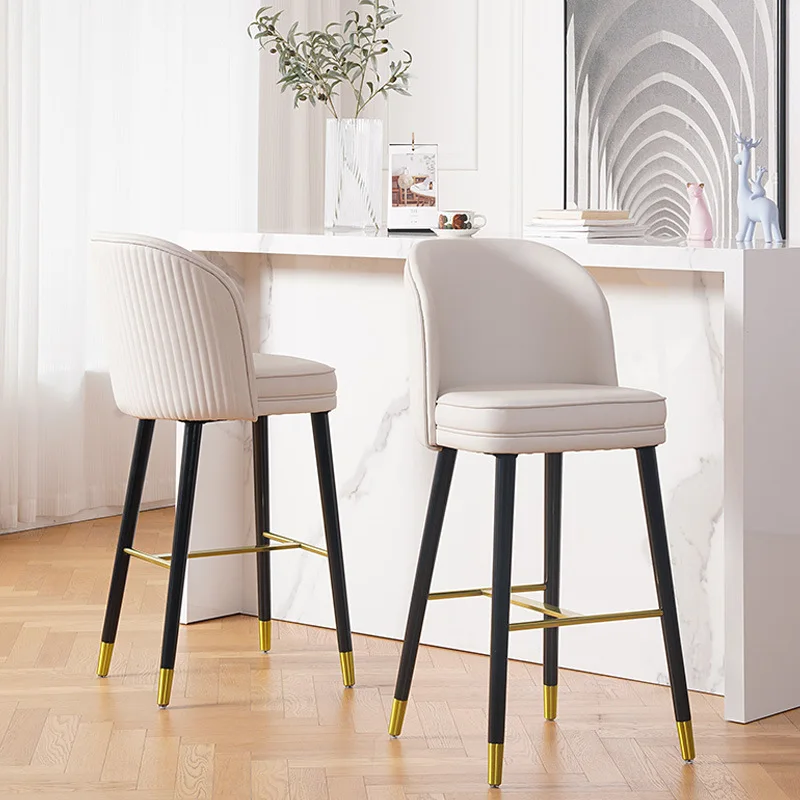 Light Luxury Bar Chair Home Soft Seat High Stool Modern Simple Backrest Bar Stool Leisure Bar
