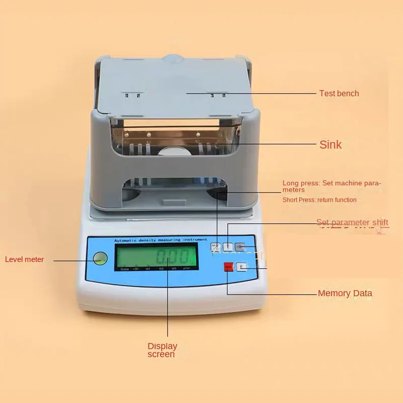 Solid Density Meter 300G 0.01G Precious Metal Gold Rubber Plastic Small Particle Density Purity Tester Density Meter Automatic