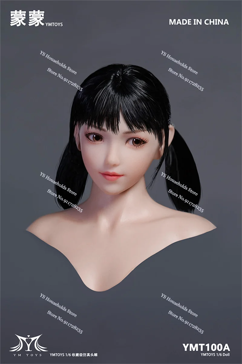 YMTOYS YMT100 1/6 Scale Asian Female Soldier Beauty Head Sculpt Movable Eye Design Model Toys Fit 12