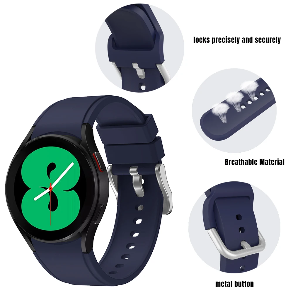 20mm Original Silicone Strap for Samsung Galaxy Watch 4/5/6 40mm 44mm 45mm Sport Bracelet for Galaxy 4/6 Classic 46mm 42mm Band