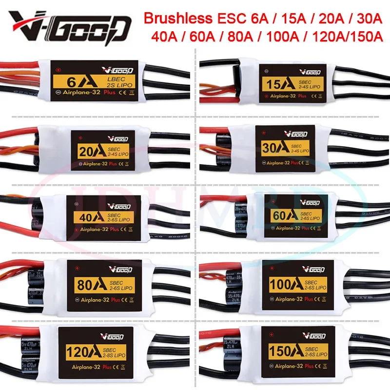 

VGOOD бесщеточный ESC 6A 15A 20A/ 30A 40A 60A 80A 100A 120A 2-6S 32-Bit W 1.5A SBEC для радиоуправляемых вертолетов, самолетов, АКС.