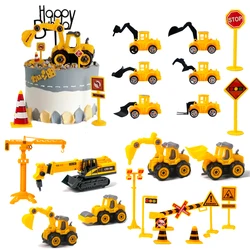 Excavator Car Crane Tractor Truck Birthday Cake Topper Engineering Construction Party Decor Boy Kids Baby Shower 1st Birthday