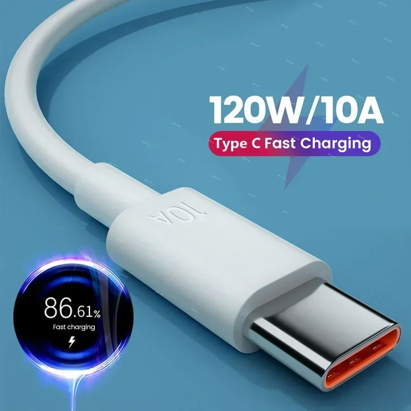 Cable USB tipo C de carga rápida, Cable de datos, 120W, 10A, para Xiaomi, Samsung, Huawei, Honor